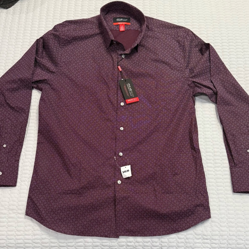Kenneth Cole Men's Purple/Maroon Dress Shirt